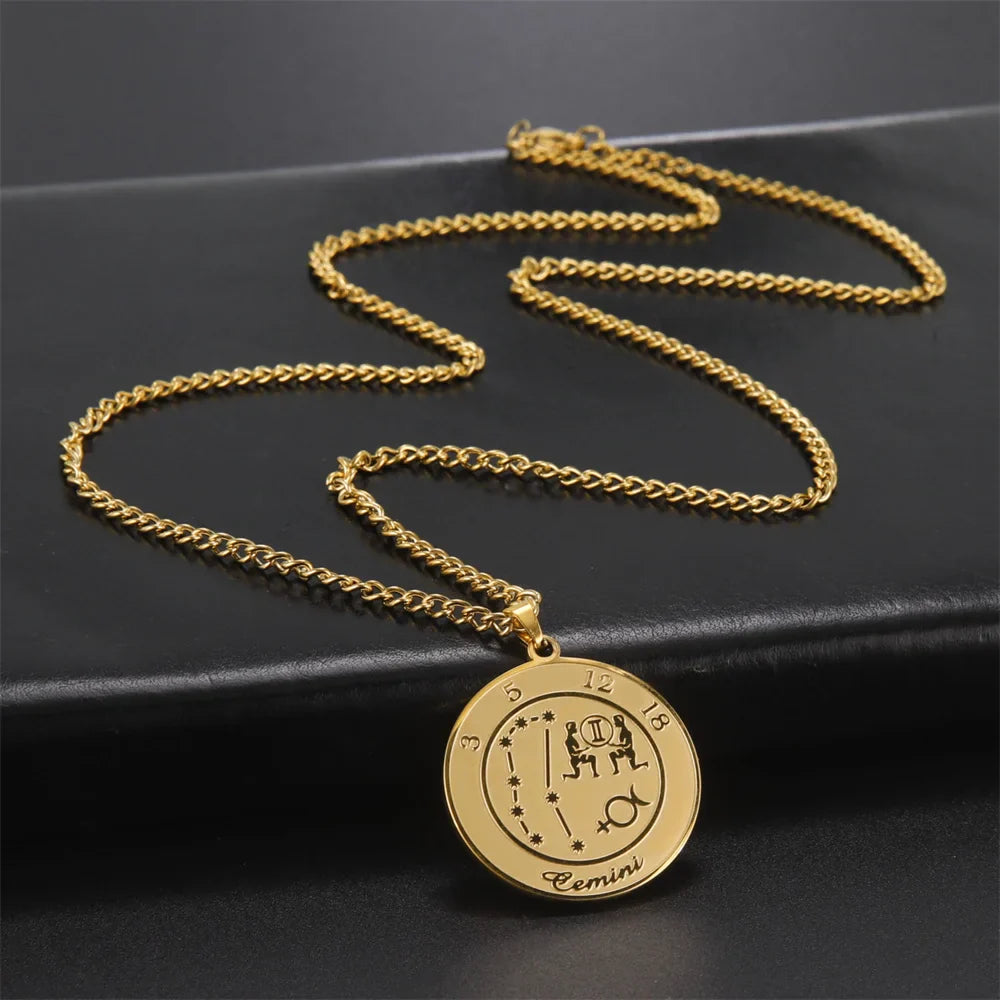 Necklace with Astrological Zodiac Sign Pendant for Men or Women