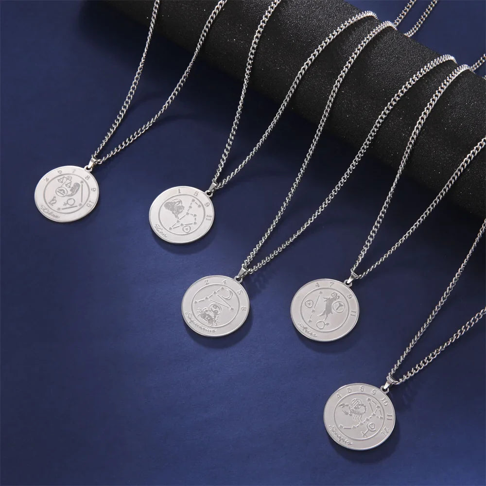 Necklace with Astrological Zodiac Sign Pendant for Men or Women
