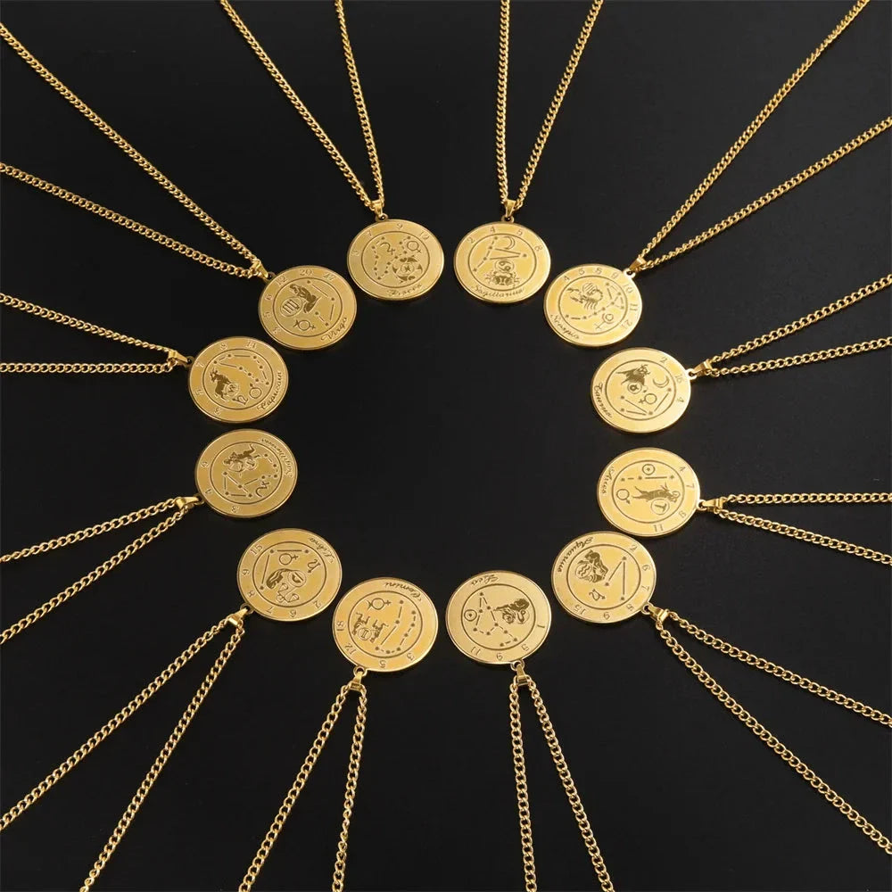 Necklace with Astrological Zodiac Sign Pendant for Men or Women