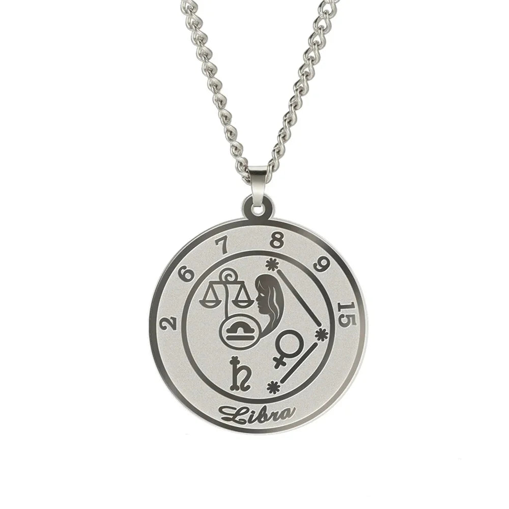 Necklace with Astrological Zodiac Sign Pendant for Men or Women