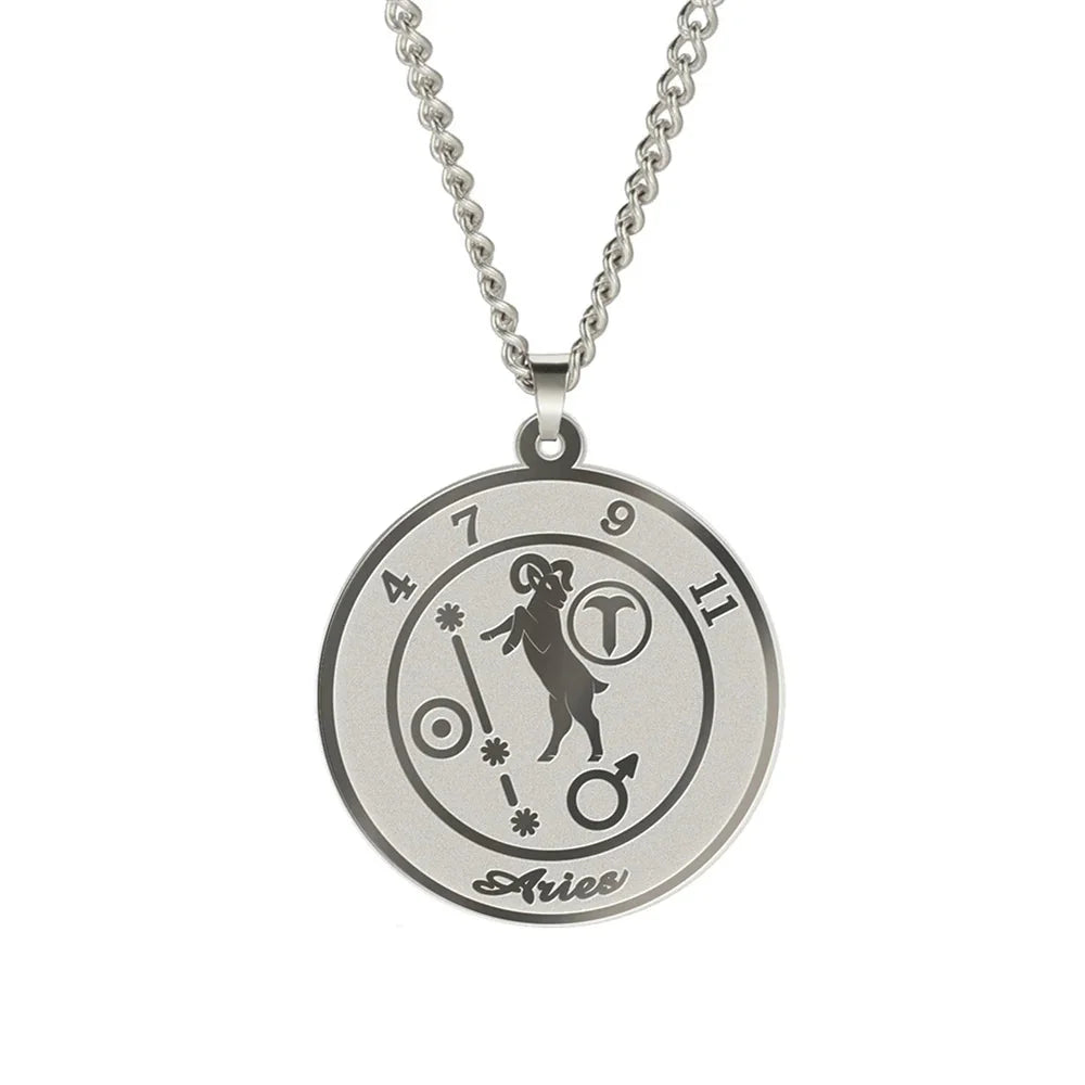 Necklace with Astrological Zodiac Sign Pendant for Men or Women