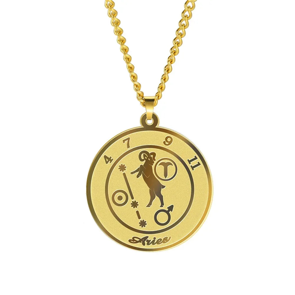 Necklace with Astrological Zodiac Sign Pendant for Men or Women
