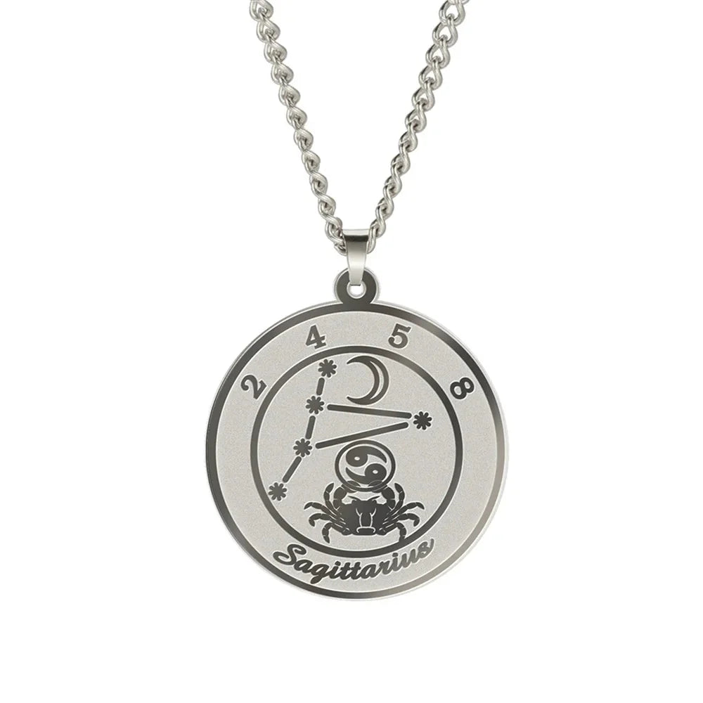 Necklace with Astrological Zodiac Sign Pendant for Men or Women