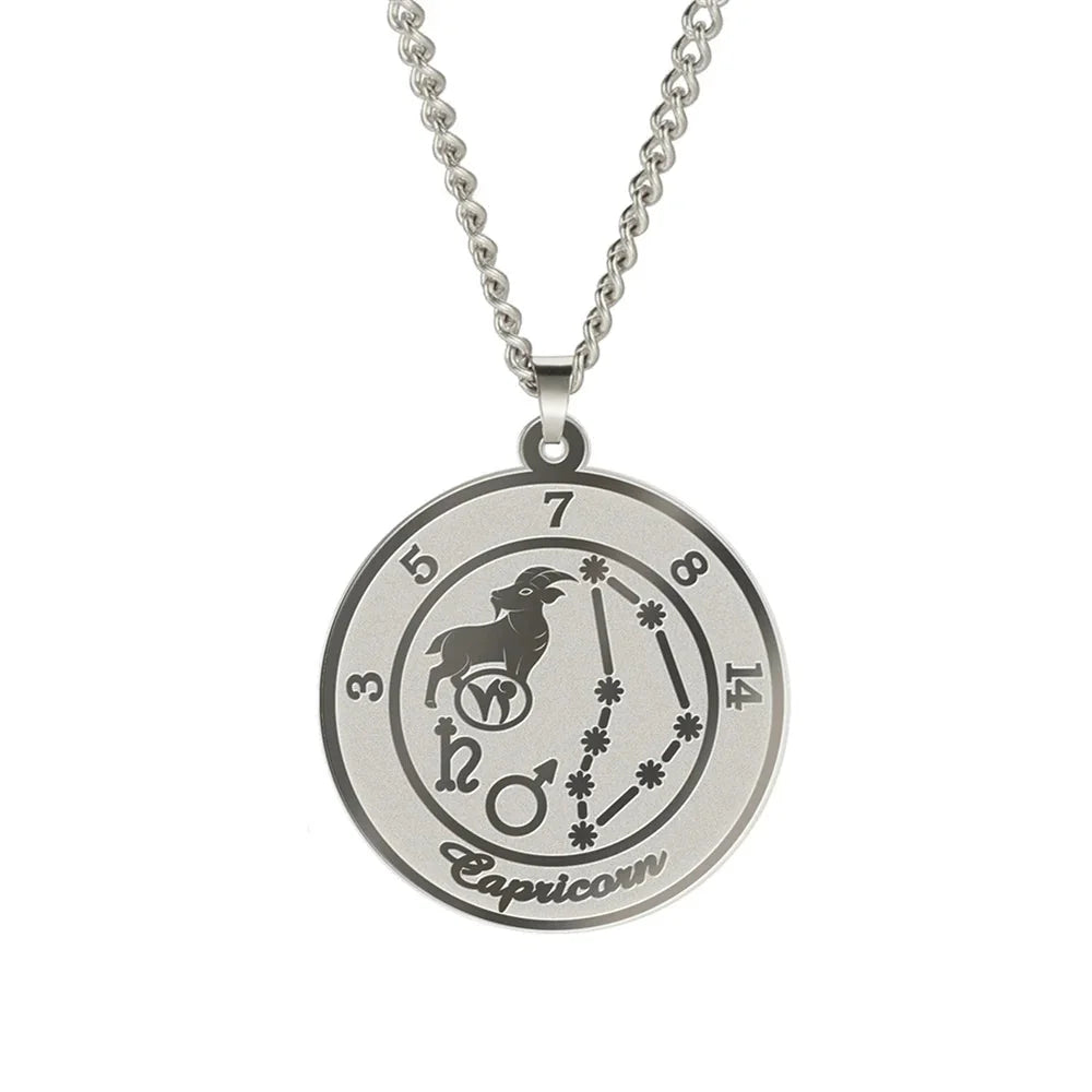 Necklace with Astrological Zodiac Sign Pendant for Men or Women