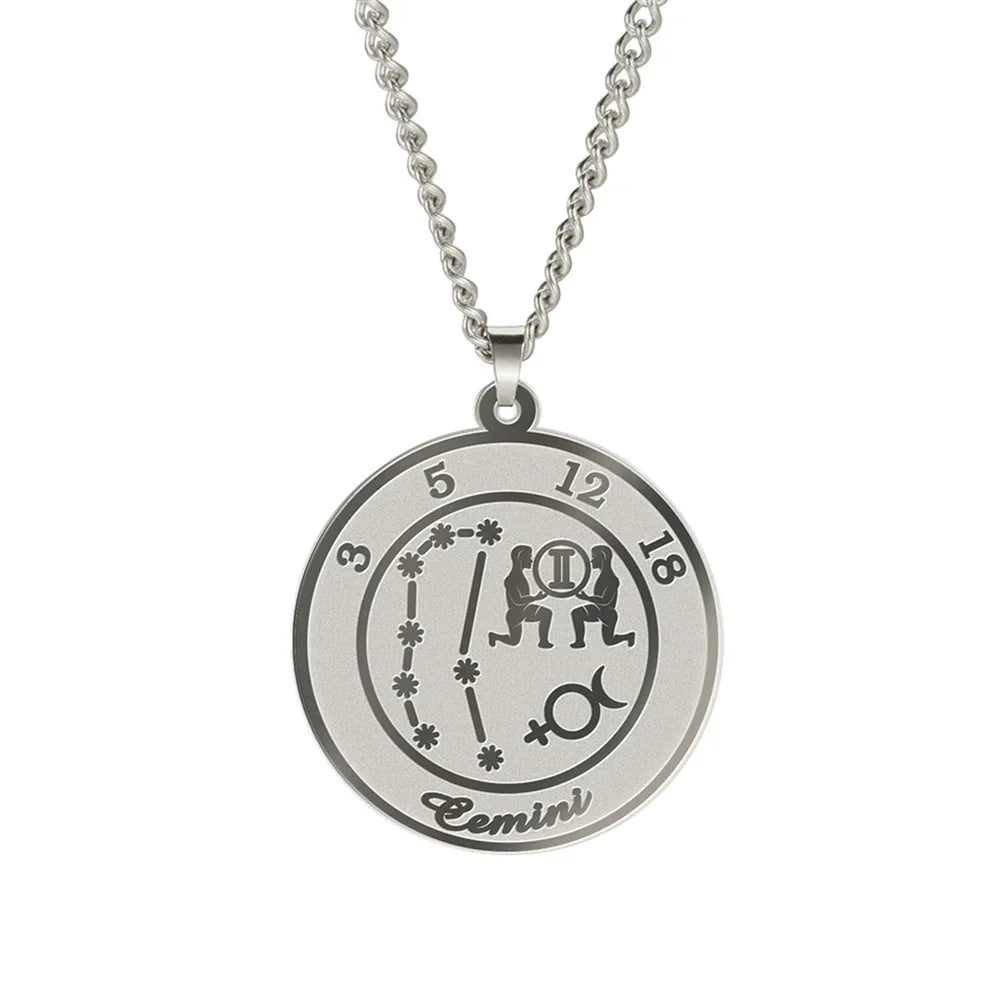 Necklace with Astrological Zodiac Sign Pendant for Men or Women