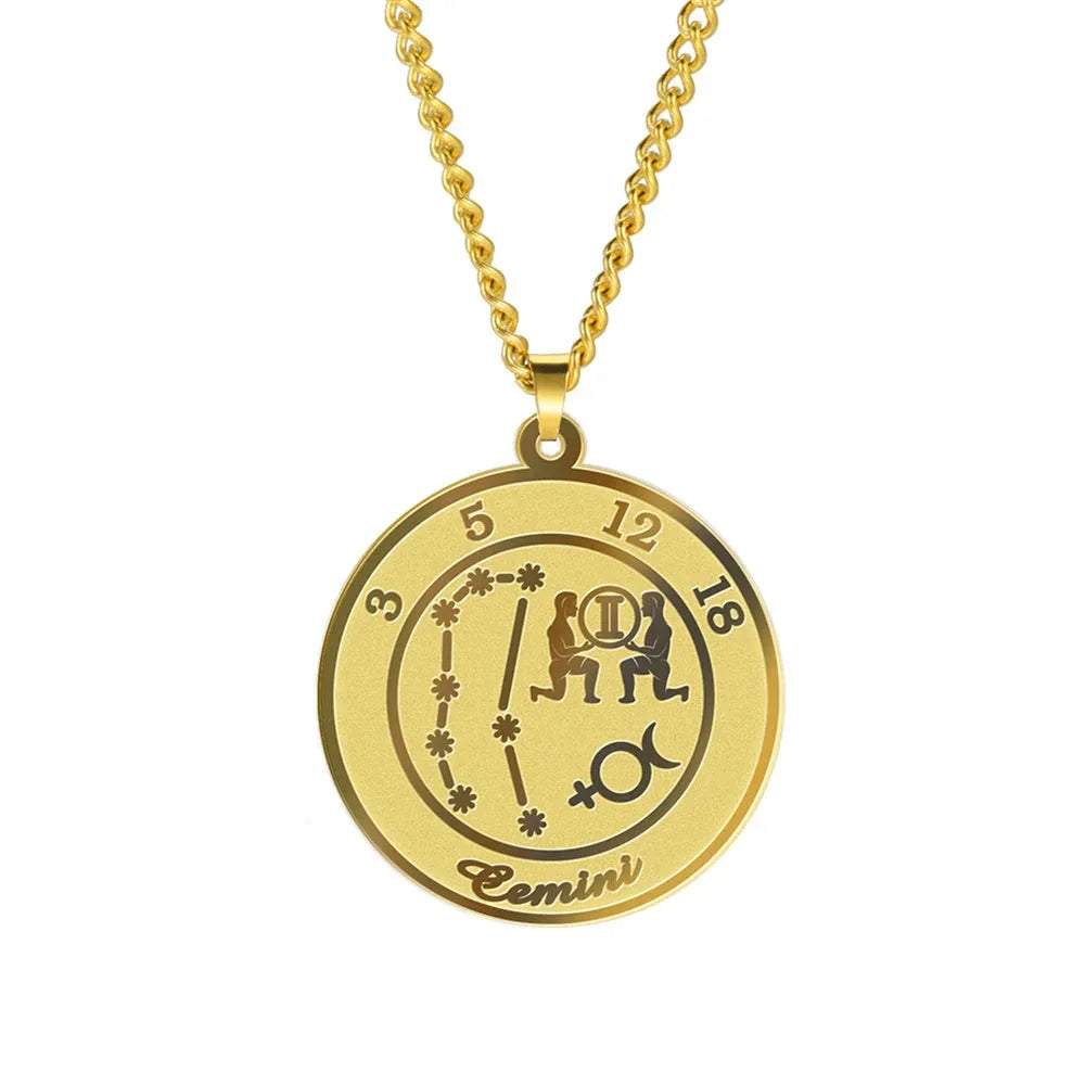 Necklace with Astrological Zodiac Sign Pendant for Men or Women
