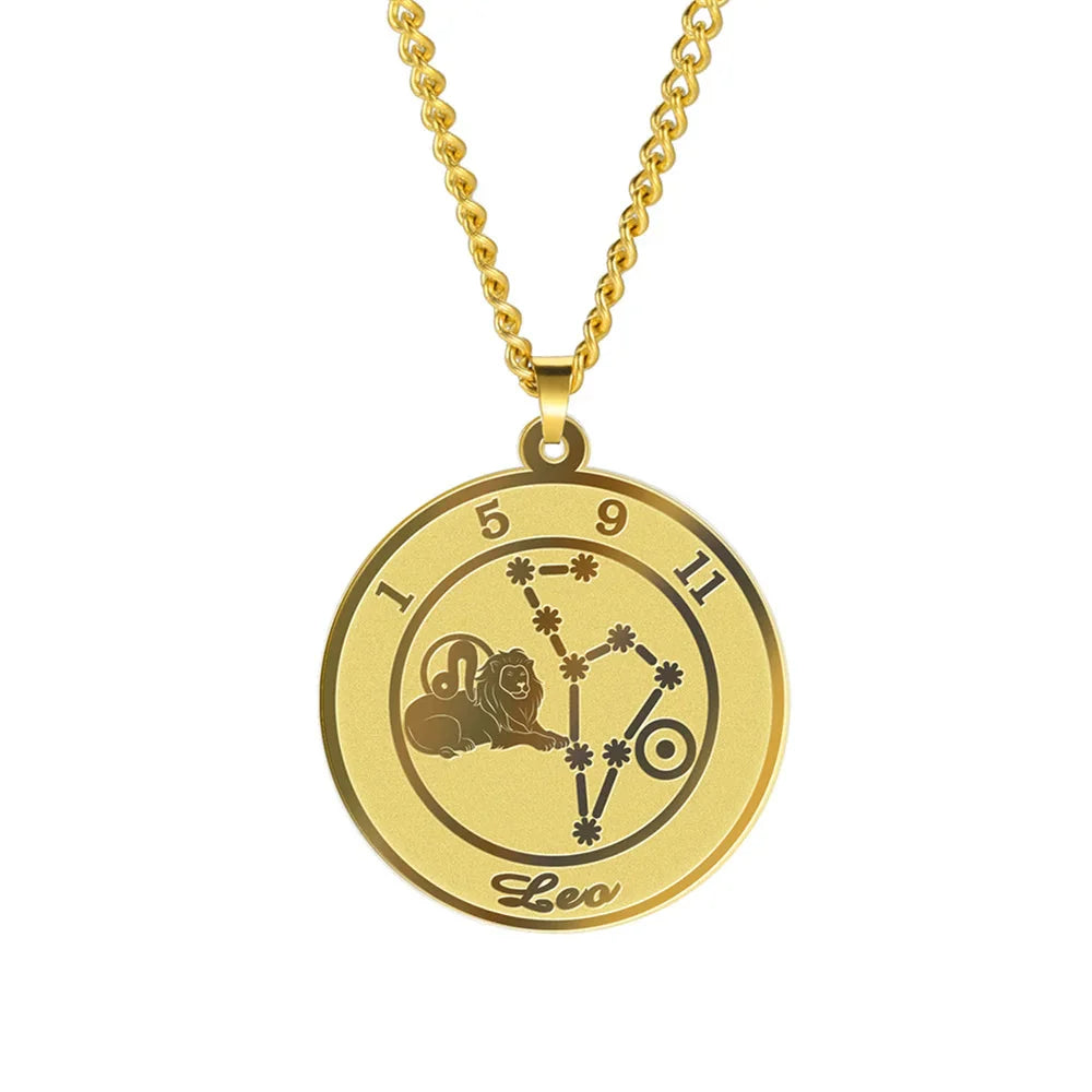 Necklace with Astrological Zodiac Sign Pendant for Men or Women