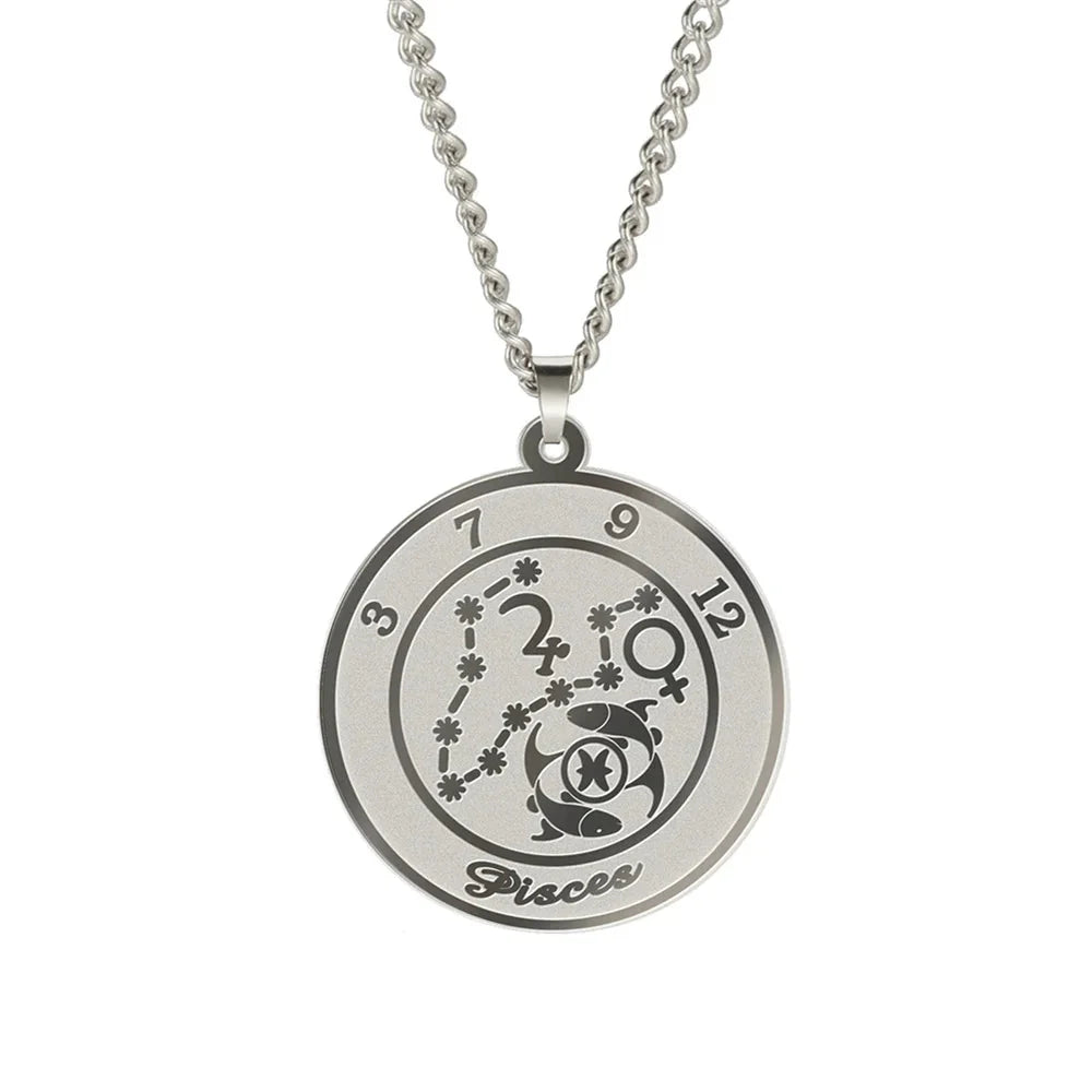Necklace with Astrological Zodiac Sign Pendant for Men or Women