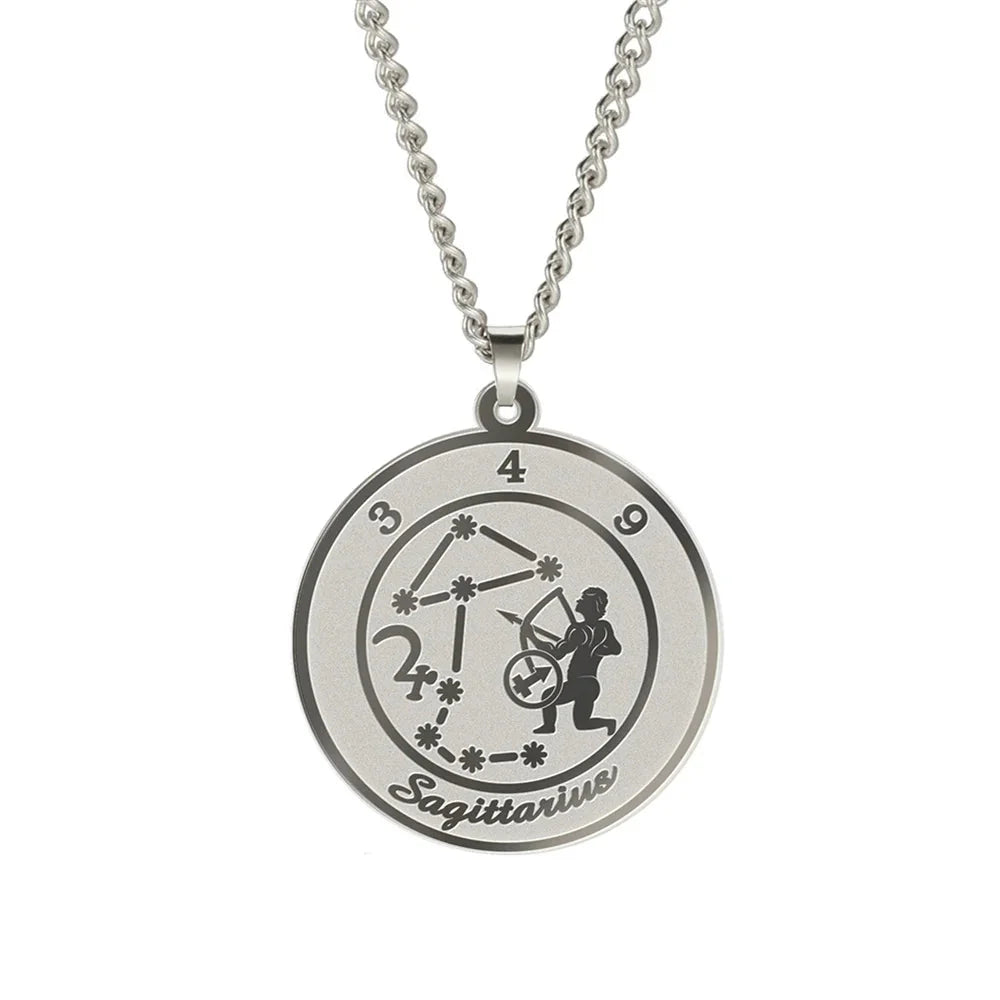 Necklace with Astrological Zodiac Sign Pendant for Men or Women
