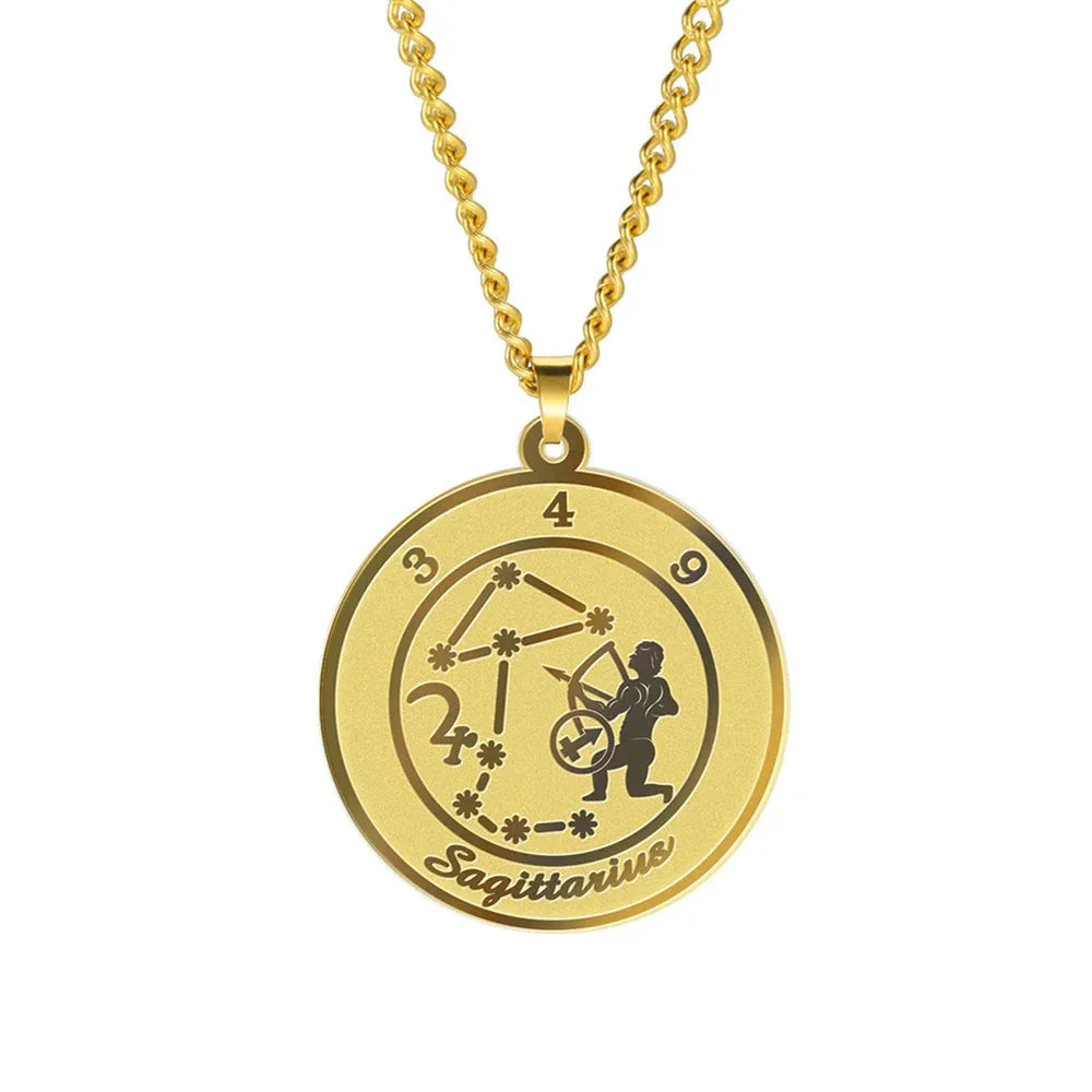 Necklace with Astrological Zodiac Sign Pendant for Men or Women