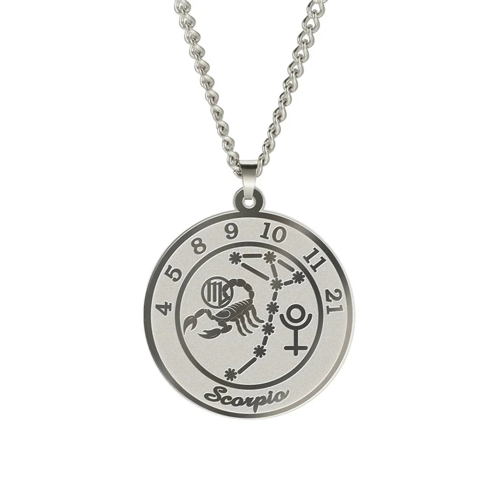 Necklace with Astrological Zodiac Sign Pendant for Men or Women