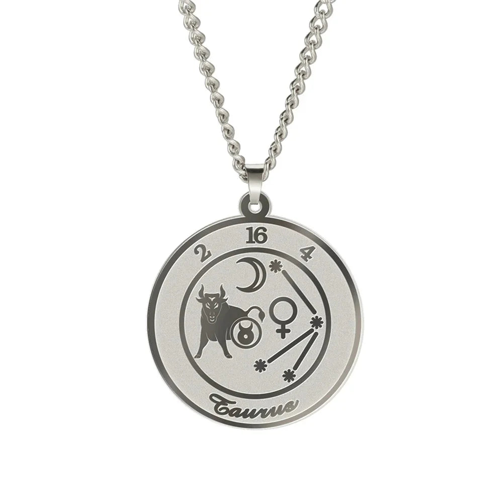 Necklace with Astrological Zodiac Sign Pendant for Men or Women