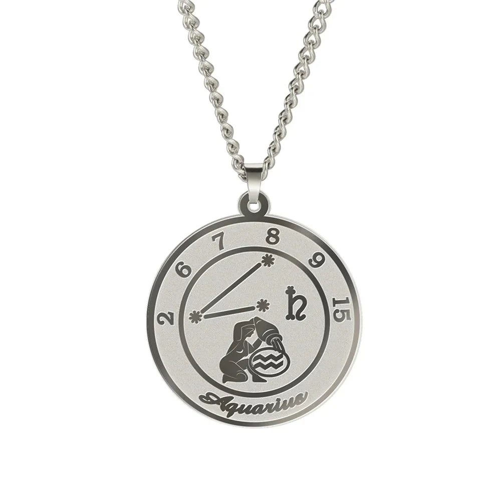 Necklace with Astrological Zodiac Sign Pendant for Men or Women