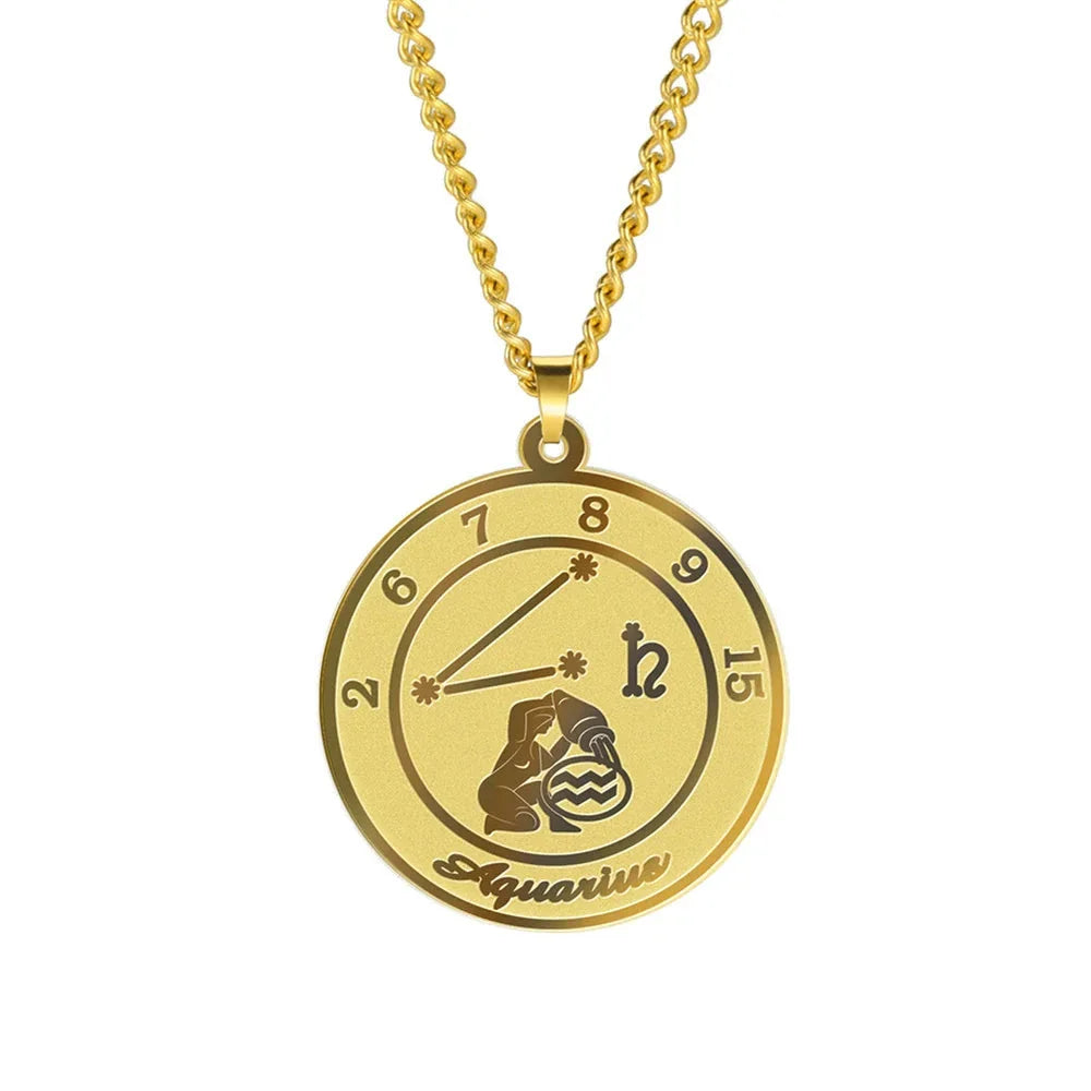 Necklace with Astrological Zodiac Sign Pendant for Men or Women