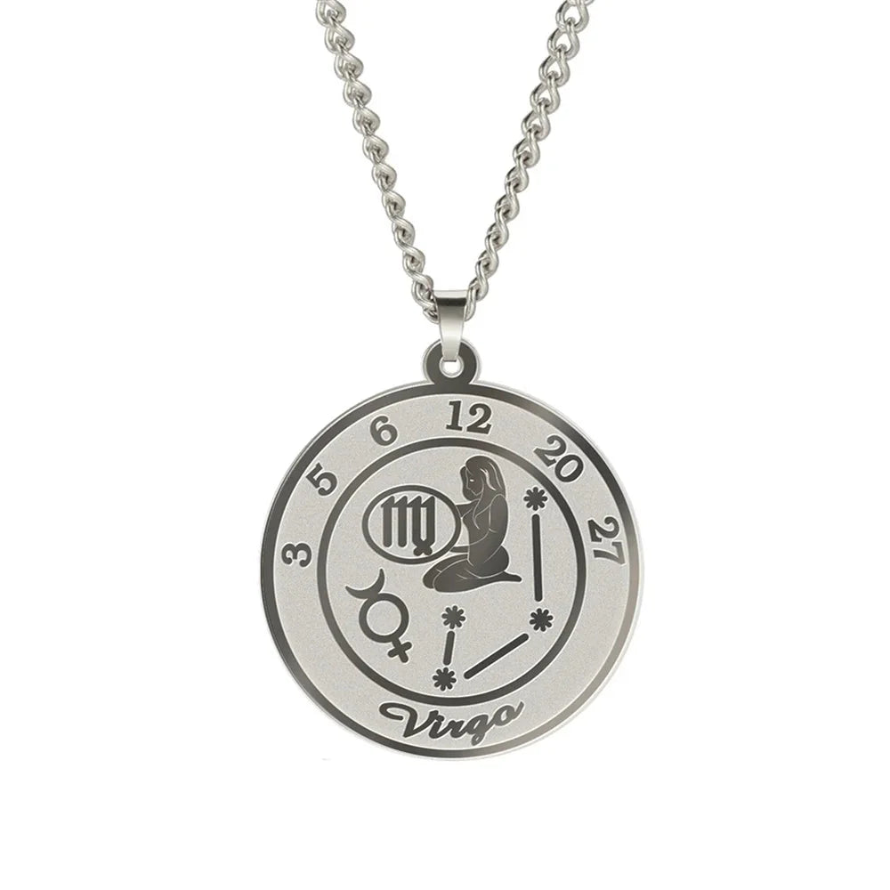 Necklace with Astrological Zodiac Sign Pendant for Men or Women