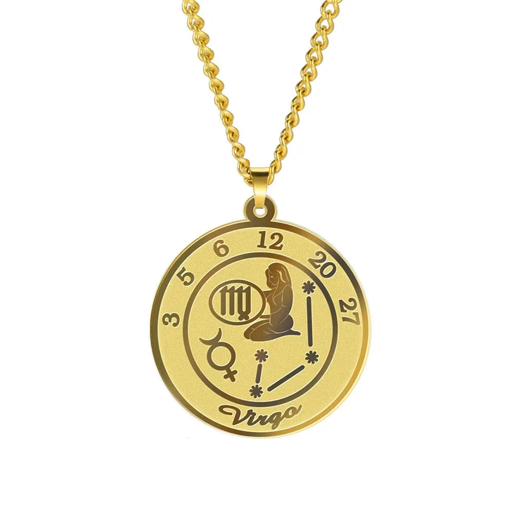 Necklace with Astrological Zodiac Sign Pendant for Men or Women