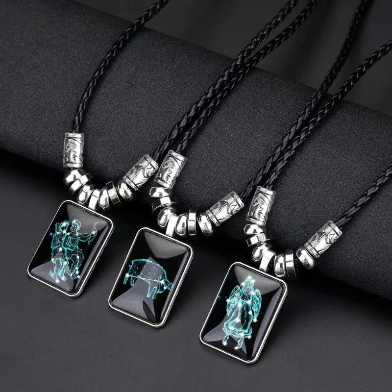 Zodiac Sign Pendant Necklace for Men