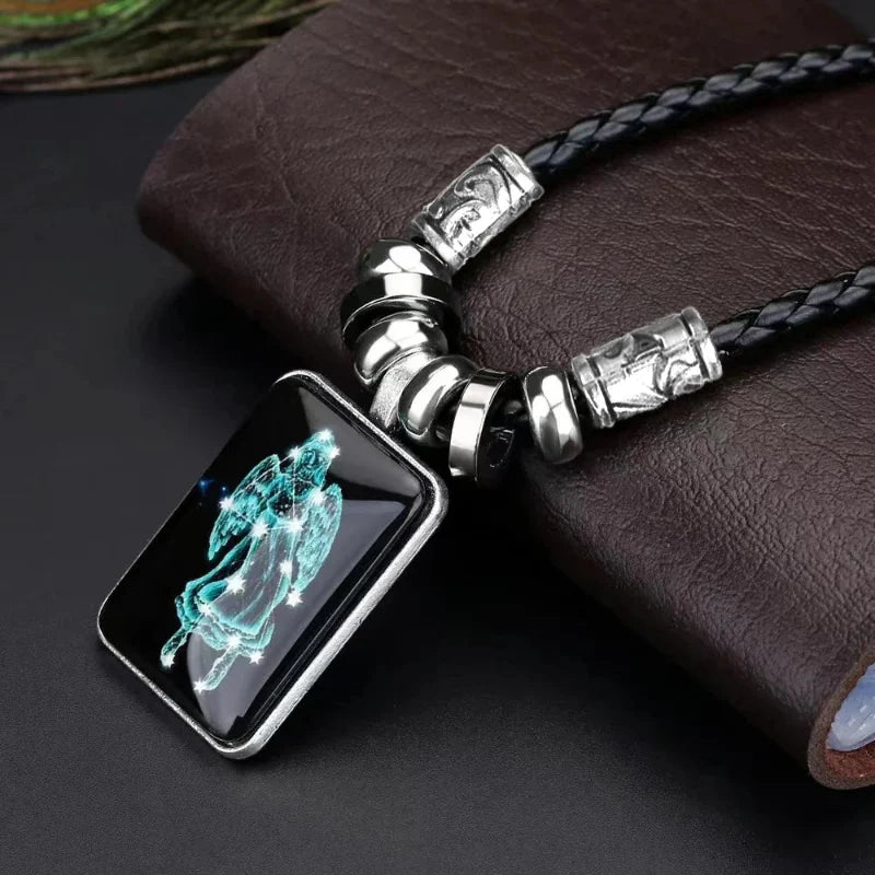 Zodiac Sign Pendant Necklace for Men