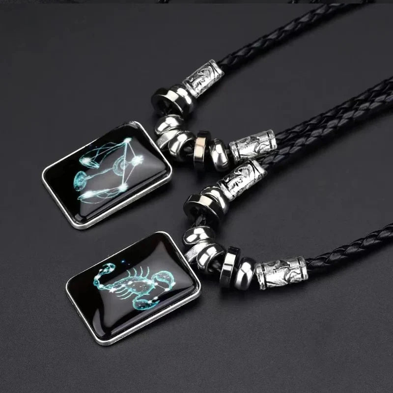 Zodiac Sign Pendant Necklace for Men