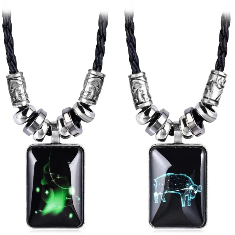 Zodiac Sign Pendant Necklace for Men
