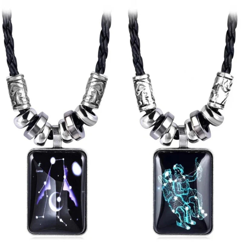 Zodiac Sign Pendant Necklace for Men