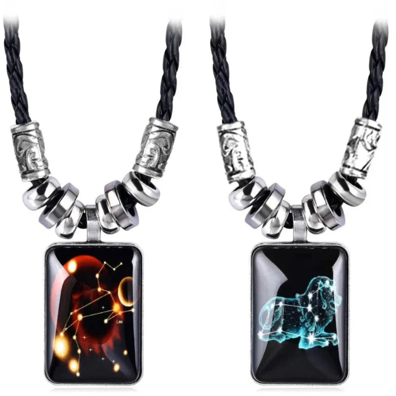 Zodiac Sign Pendant Necklace for Men
