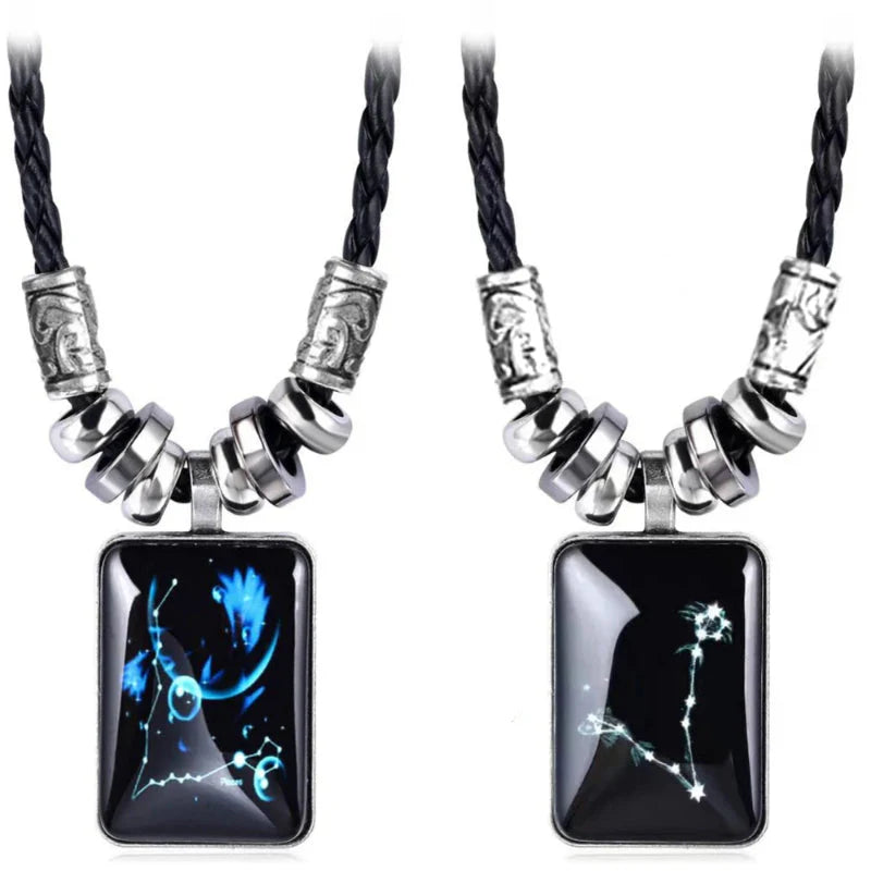 Zodiac Sign Pendant Necklace for Men