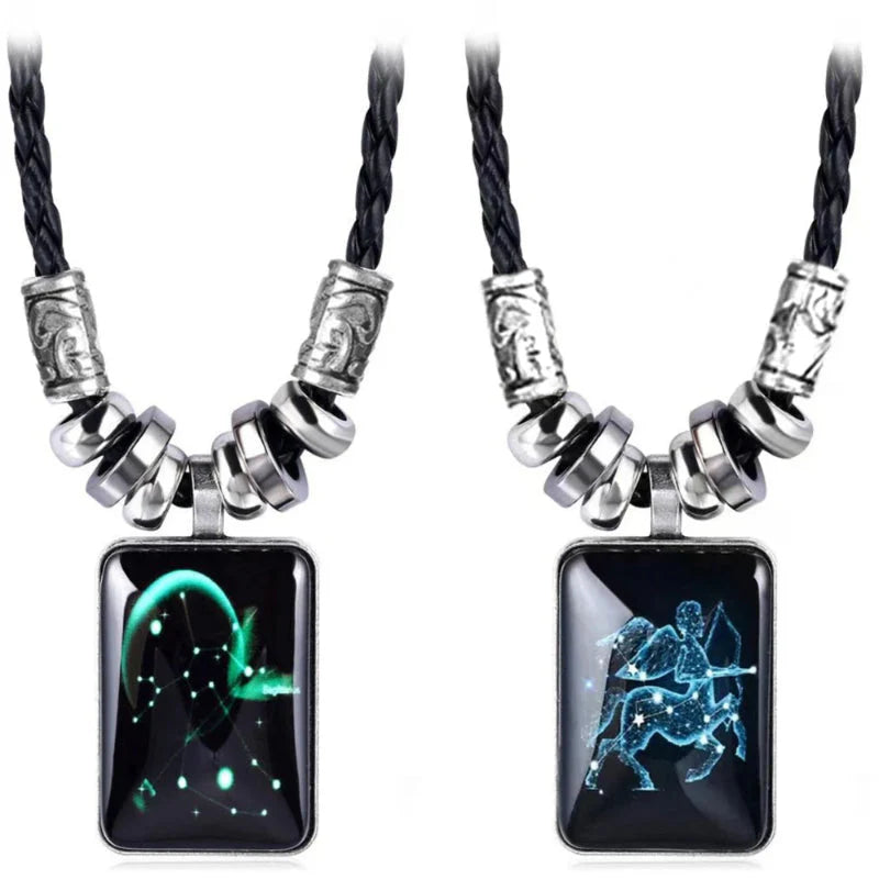Zodiac Sign Pendant Necklace for Men