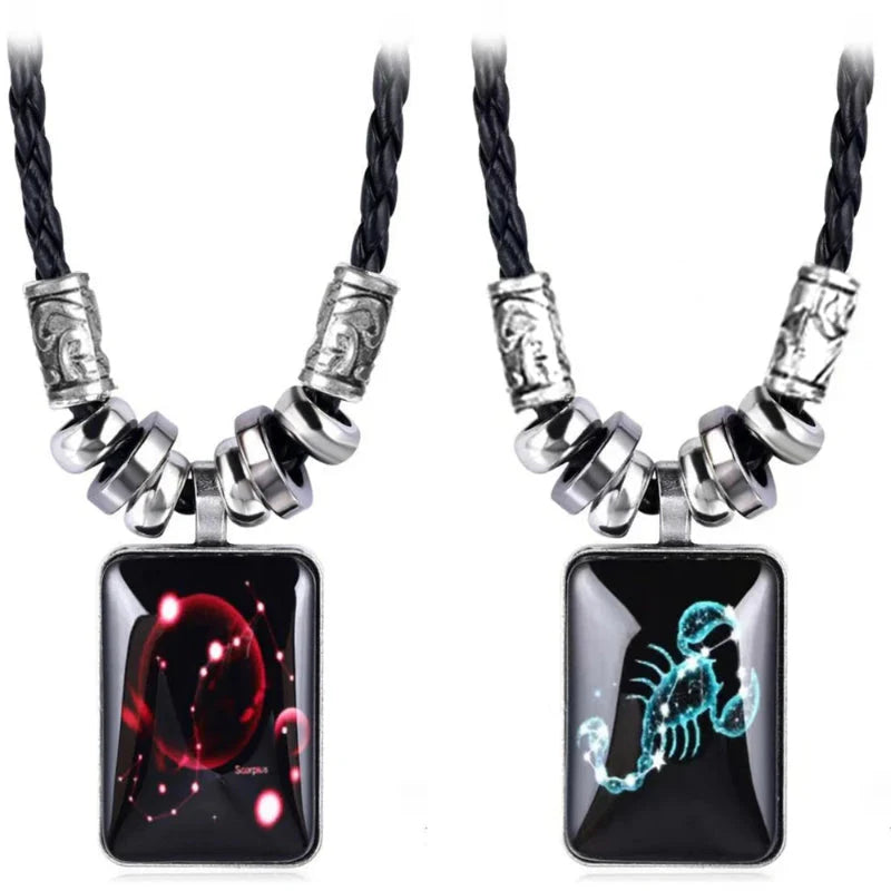 Zodiac Sign Pendant Necklace for Men 