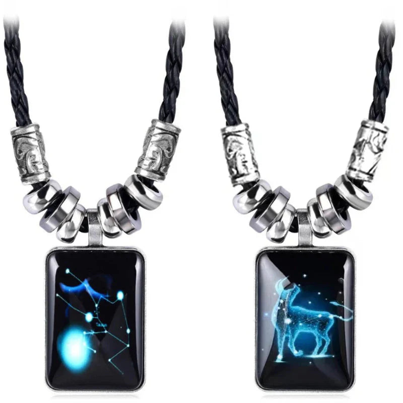 Zodiac Sign Pendant Necklace for Men