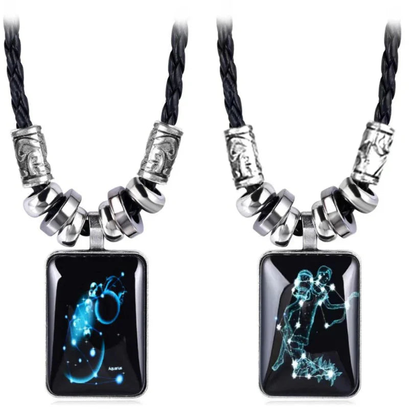 Zodiac Sign Pendant Necklace for Men