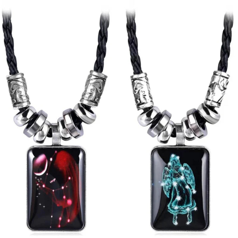Zodiac Sign Pendant Necklace for Men