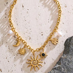 Women’s Necklace with Sun and Moon Pendant