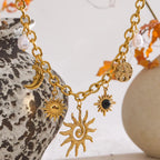 Women’s Necklace with Sun and Moon Pendant