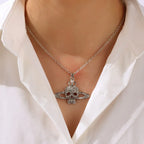 Necklace with Rhinestone Skull Pendant