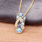 Necklace with Blue Eye Tongue Pendant and Zircon