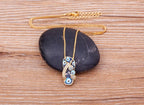 Necklace with Blue Eye Tongue Pendant and Zircon