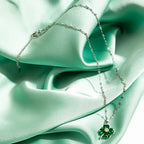 Necklace with Colorful Four-Leaf Clover Pendant silver and green
