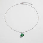 Necklace with Colorful Four-Leaf Clover Pendant gold
