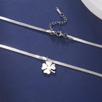 Necklace with Lucky Four-Leaf Clover Pendant Silver