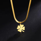 Necklace with Lucky Four-Leaf Clover Pendant Gold