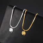 Necklace with Lucky Four-Leaf Clover Pendant Silver