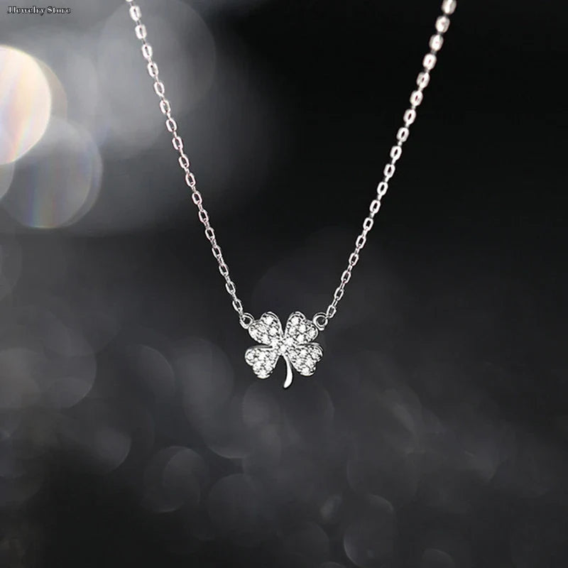 Necklace with 4-Leaf Clover Lucky Charm Pendant for Women