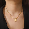 Necklace with Lucky Four-Leaf Clover Pendant Gold