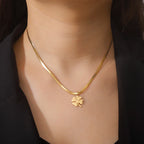 Necklace with Lucky Four-Leaf Clover Pendant Gold