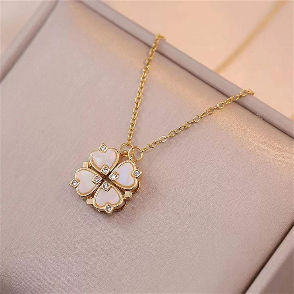 Choker Necklace with Lucky 4-Leaf Clover Pendant gold