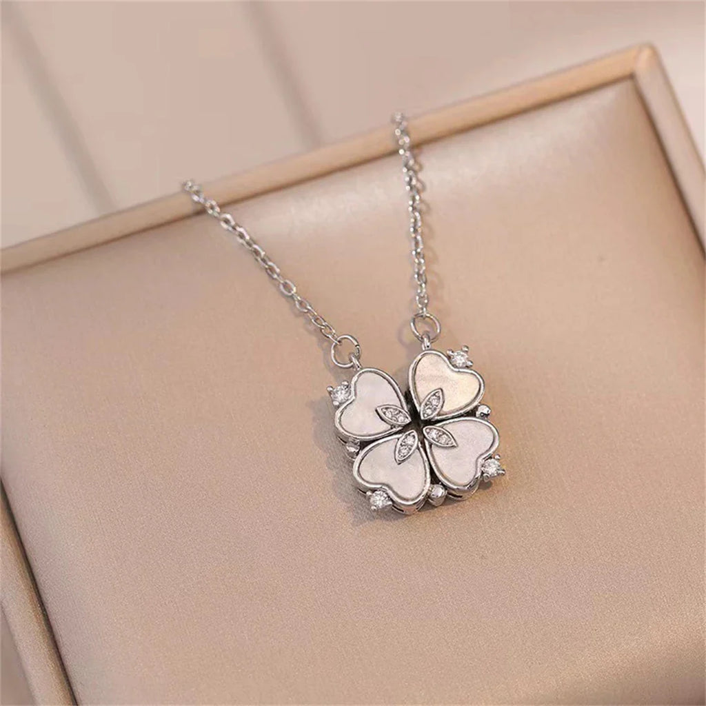 Choker Necklace with Lucky 4-Leaf Clover Pendant silver