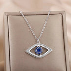 Necklace with Blue Turkish Evil Eye Zircon Pendant Silver