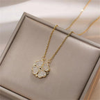 Choker Necklace with Heart Pendants and Four-Leaf Clover for Women gold