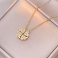 Choker Necklace with Heart Pendants and Four-Leaf Clover for Women gold